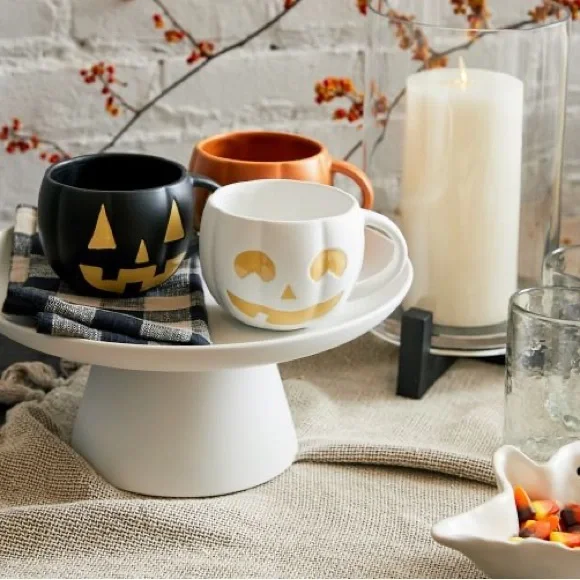 Pottery Barn Black Jack O'Lantern Pumpkin Stoneware Mugs - Set of 4 🎃 - Picture 14 of 16